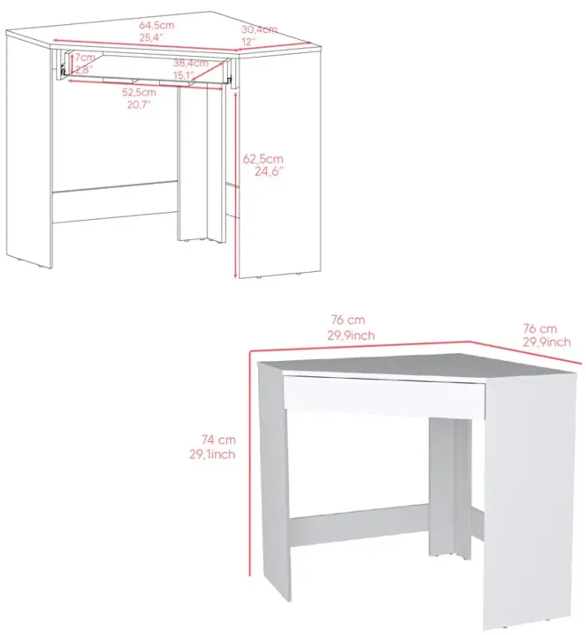 Corner Desk Granger, Office, White