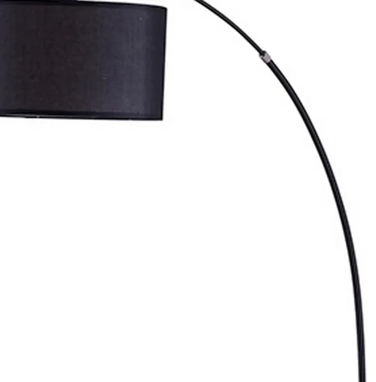 Floor Lamp with Curved Metal Frame and Drum Shade, Black-Benzara