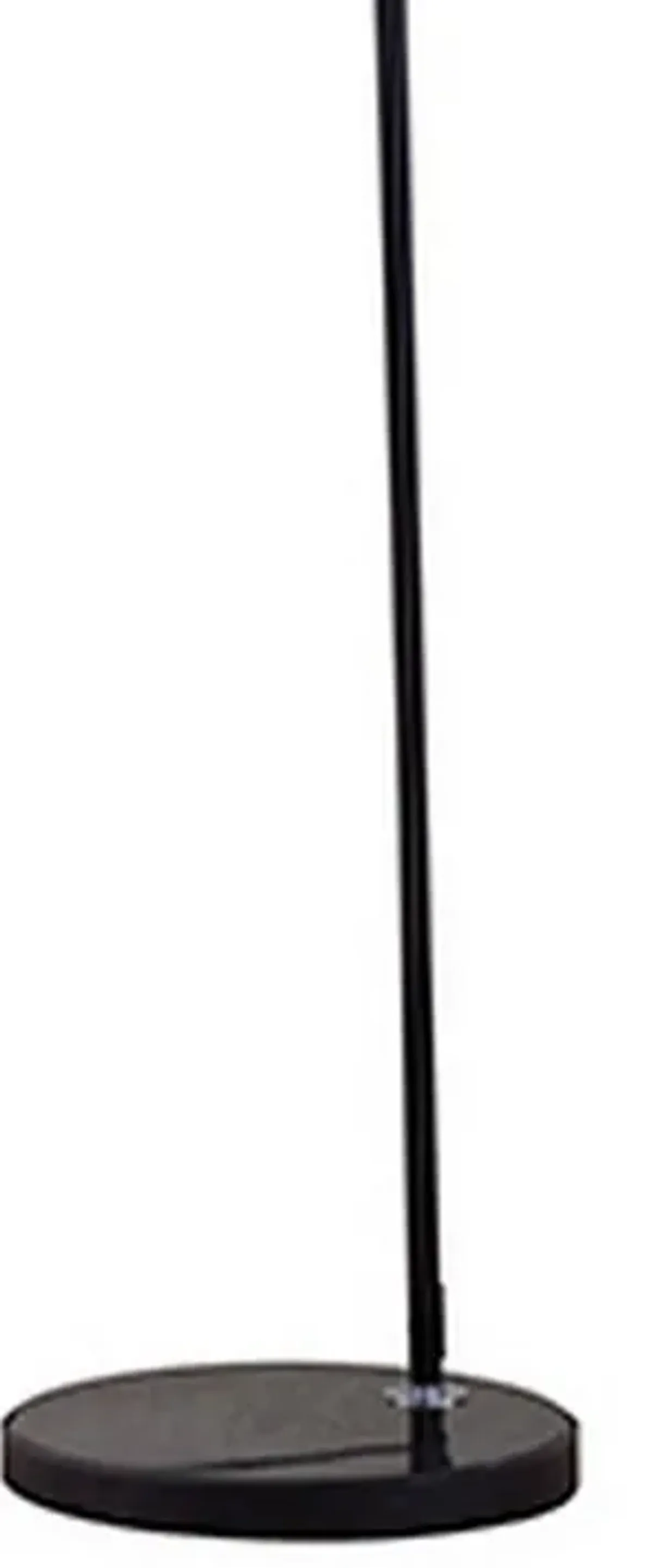 Floor Lamp with Curved Metal Frame and Drum Shade, Black-Benzara