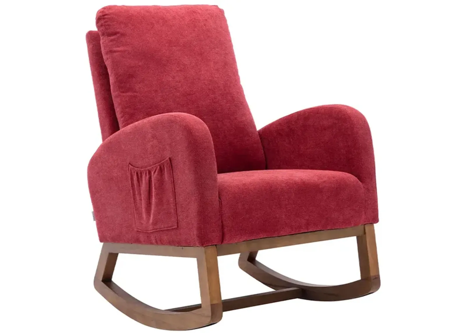 MONDAWE Rocking Chair, Modern Recliner Armchair with Wood Legs and Side Pocket, Nursery Rocking Accent Chair with High Back for Living Room Bedroom