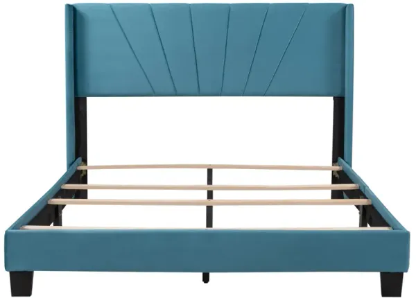 Merax Velvet Upholstered Platform Bed- Queen