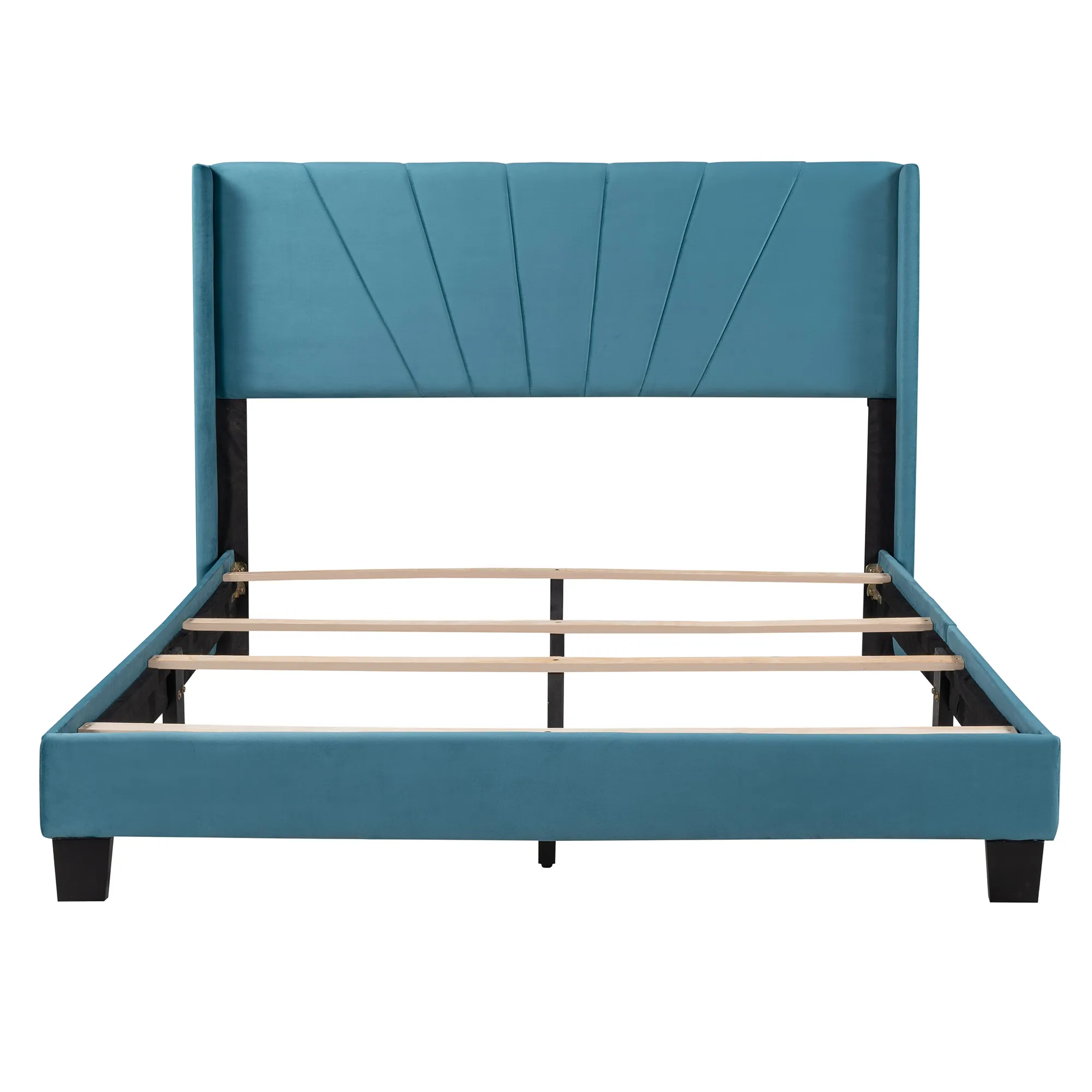 Merax Velvet Upholstered Platform Bed- Queen