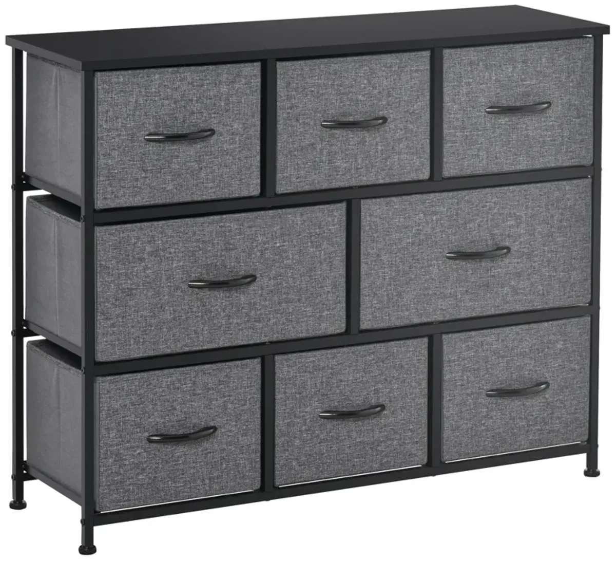 Dark Gray Storage: 8-Drawer 3-Tier Fabric Chest with Steel Frame