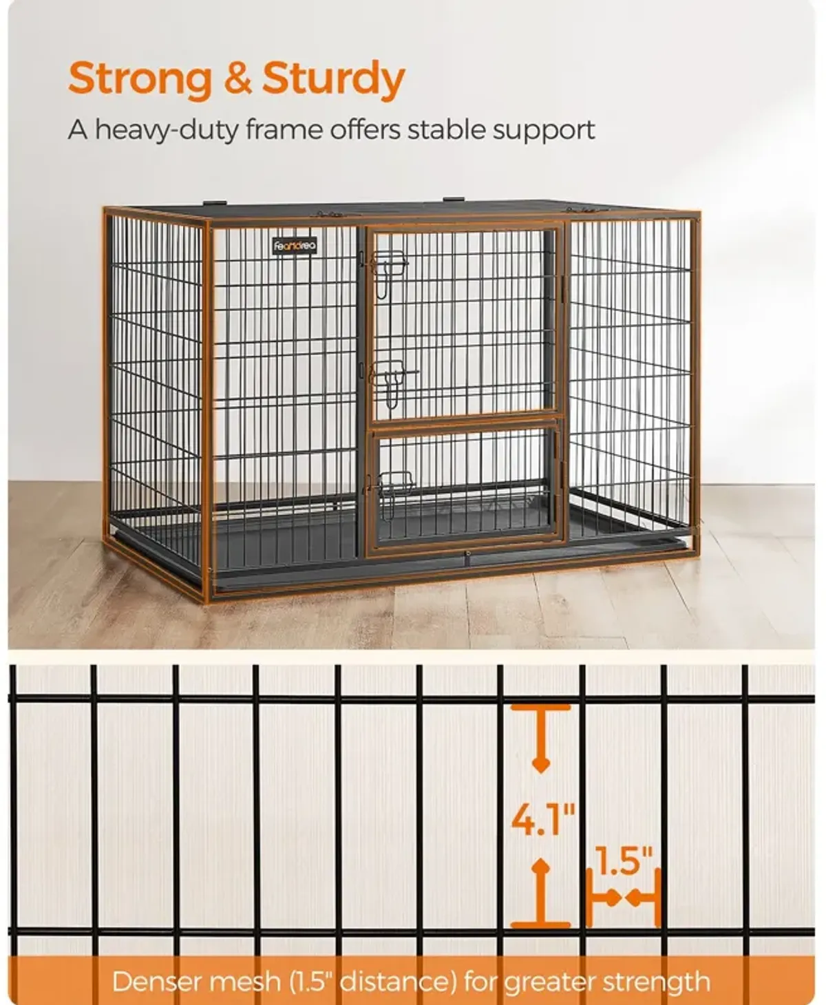 Heavy-Duty Dog Crate with Metal Frame for Secure and Durable Pet Housing