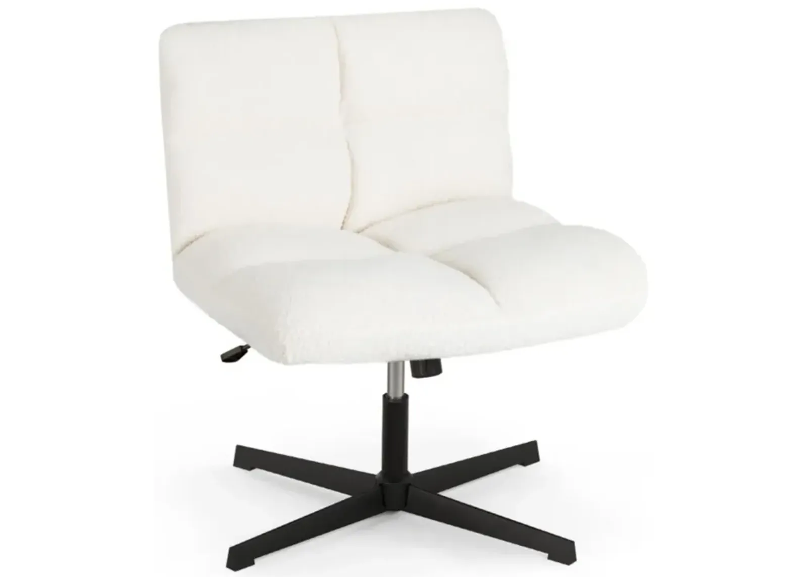 Hivvago Office Armless Chair Cross Legged with Imitation Lamb Fleece and Adjustable Height