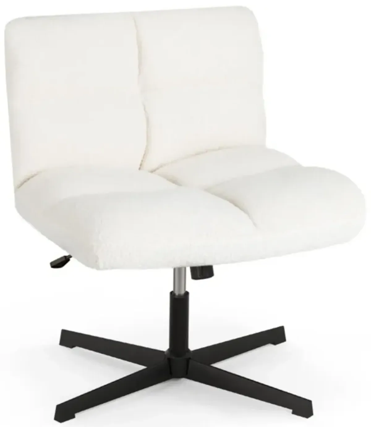 Hivvago Office Armless Chair Cross Legged with Imitation Lamb Fleece and Adjustable Height