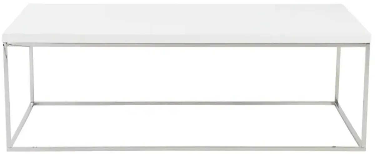 White and Chrome High Gloss Coffee Table