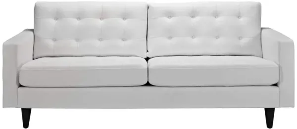 Empress Tufted Button Sofa - Complete and Harmonious Furnishing Solution - Luxurious Cushions - Regal Armrests - Solid Wood Legs - Bonded Leather Upholstery - White