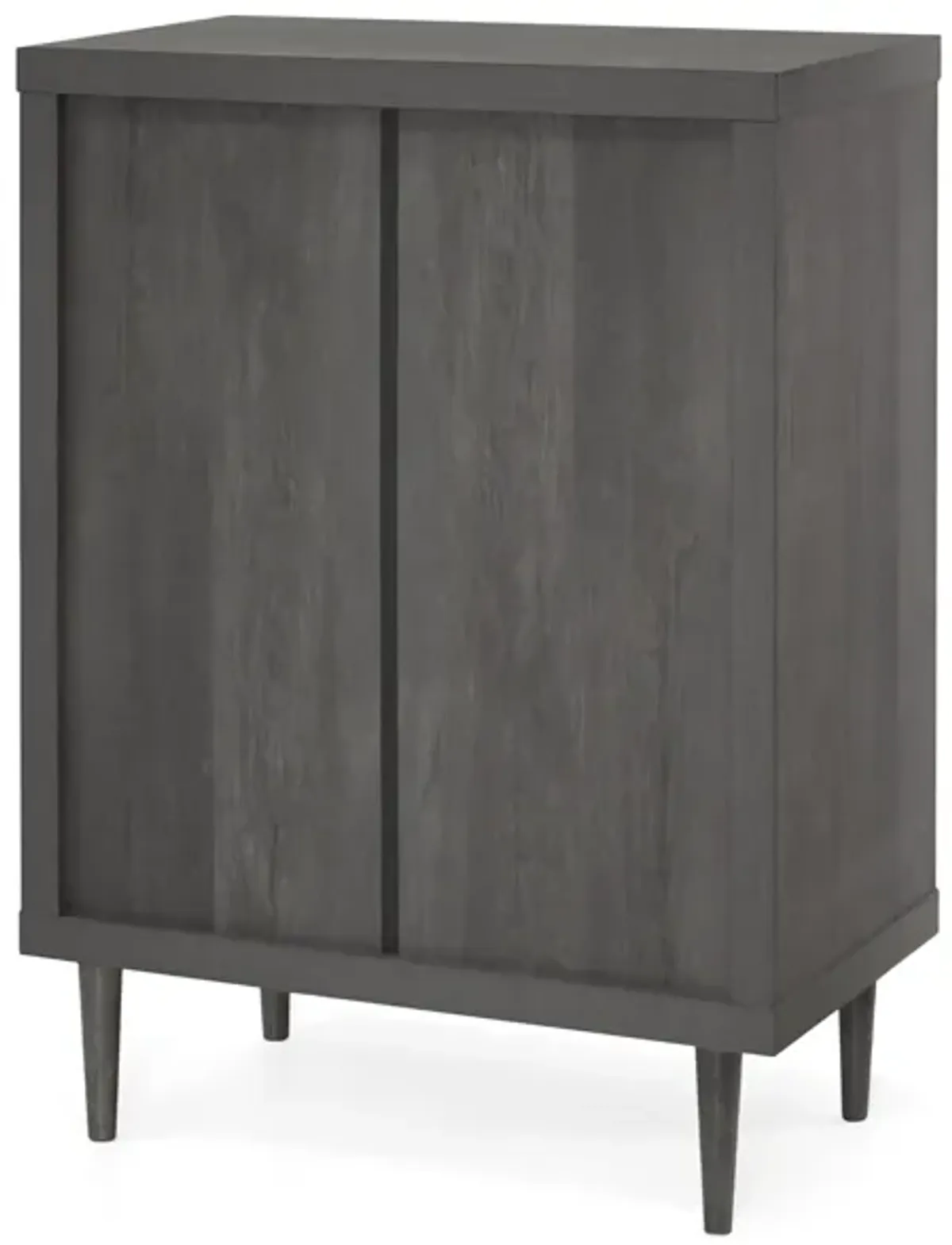 Minie Tall Dresser Chest with 4 Drawers, Rubberwood Legs, Modern Gray - Benzara