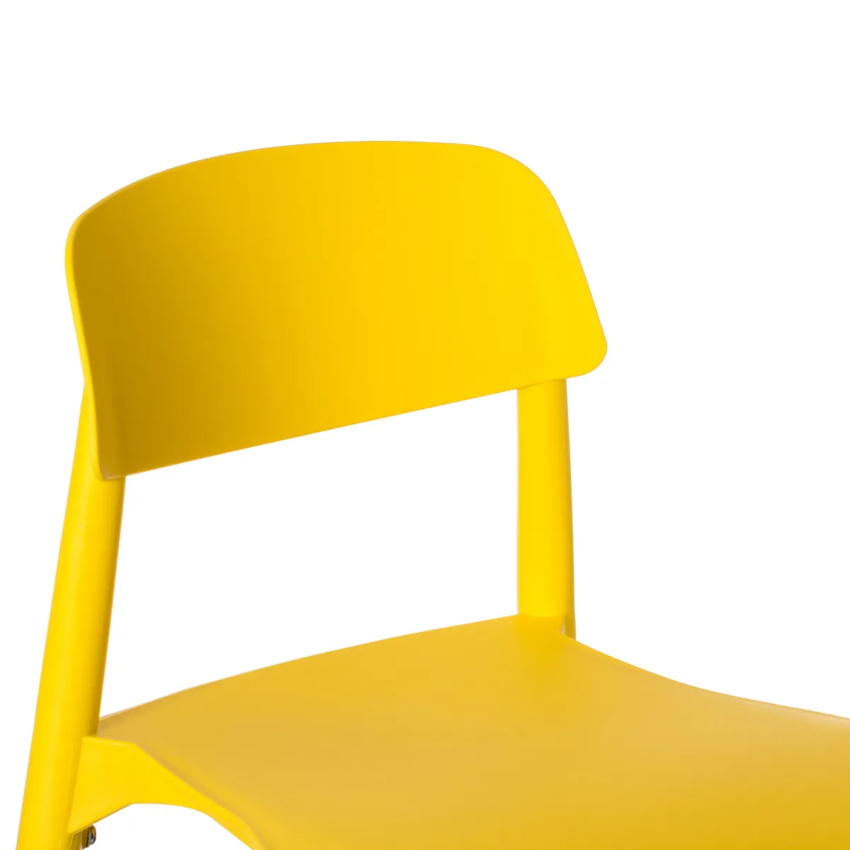 Modern Plastic Dining Chair Open Back with Beech Wood Legs, Yellow