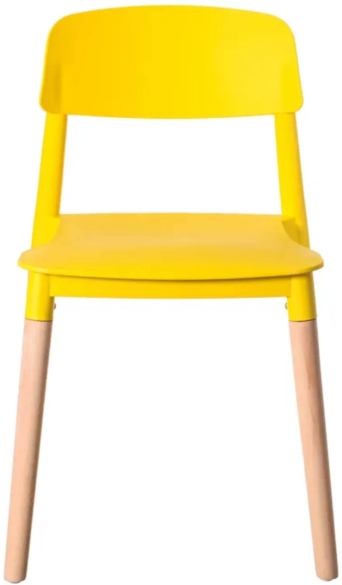 Modern Plastic Dining Chair Open Back with Beech Wood Legs, Yellow