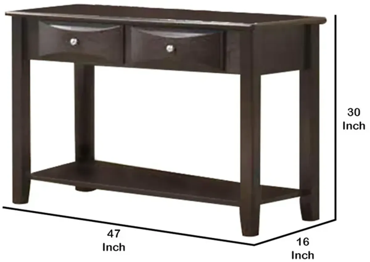 Wooden Console Table with 2 Spacious Drawers, Brown-Benzara