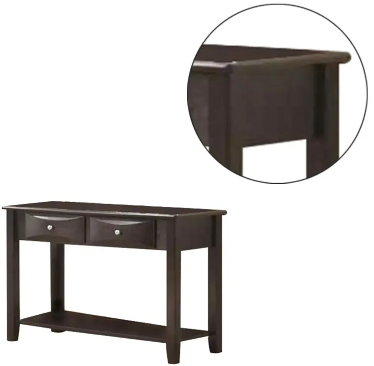 Wooden Console Table with 2 Spacious Drawers, Brown-Benzara