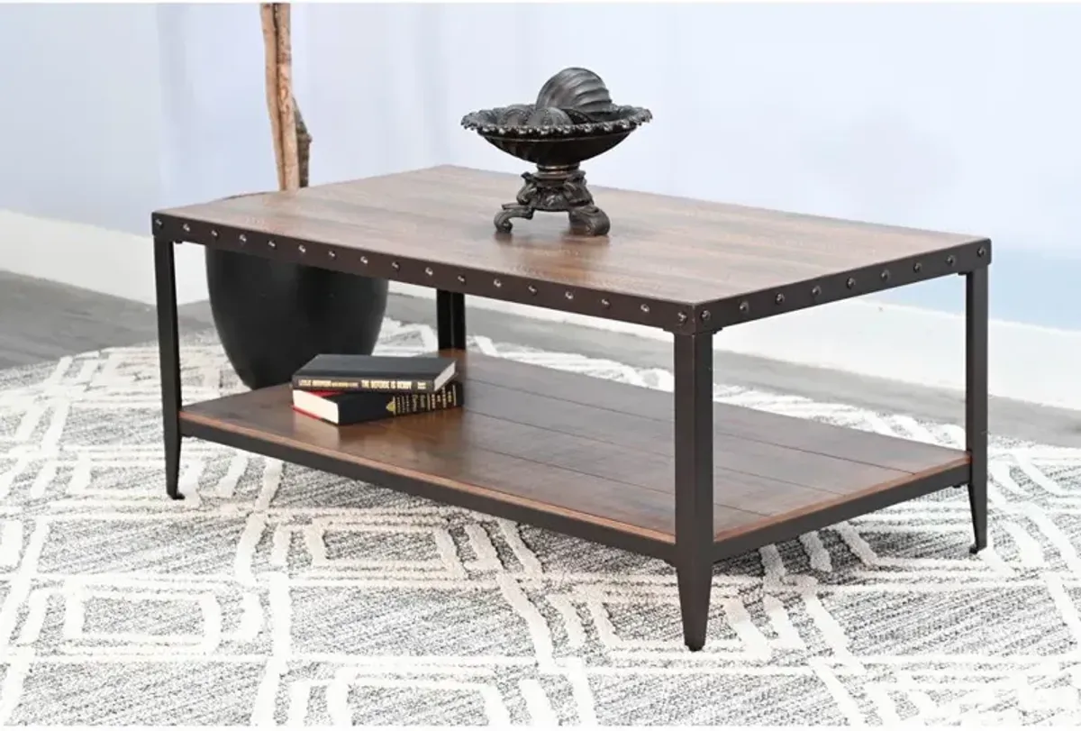 Sunny Designs San Diego Metal & Solid Wood Coffee Table in Brown