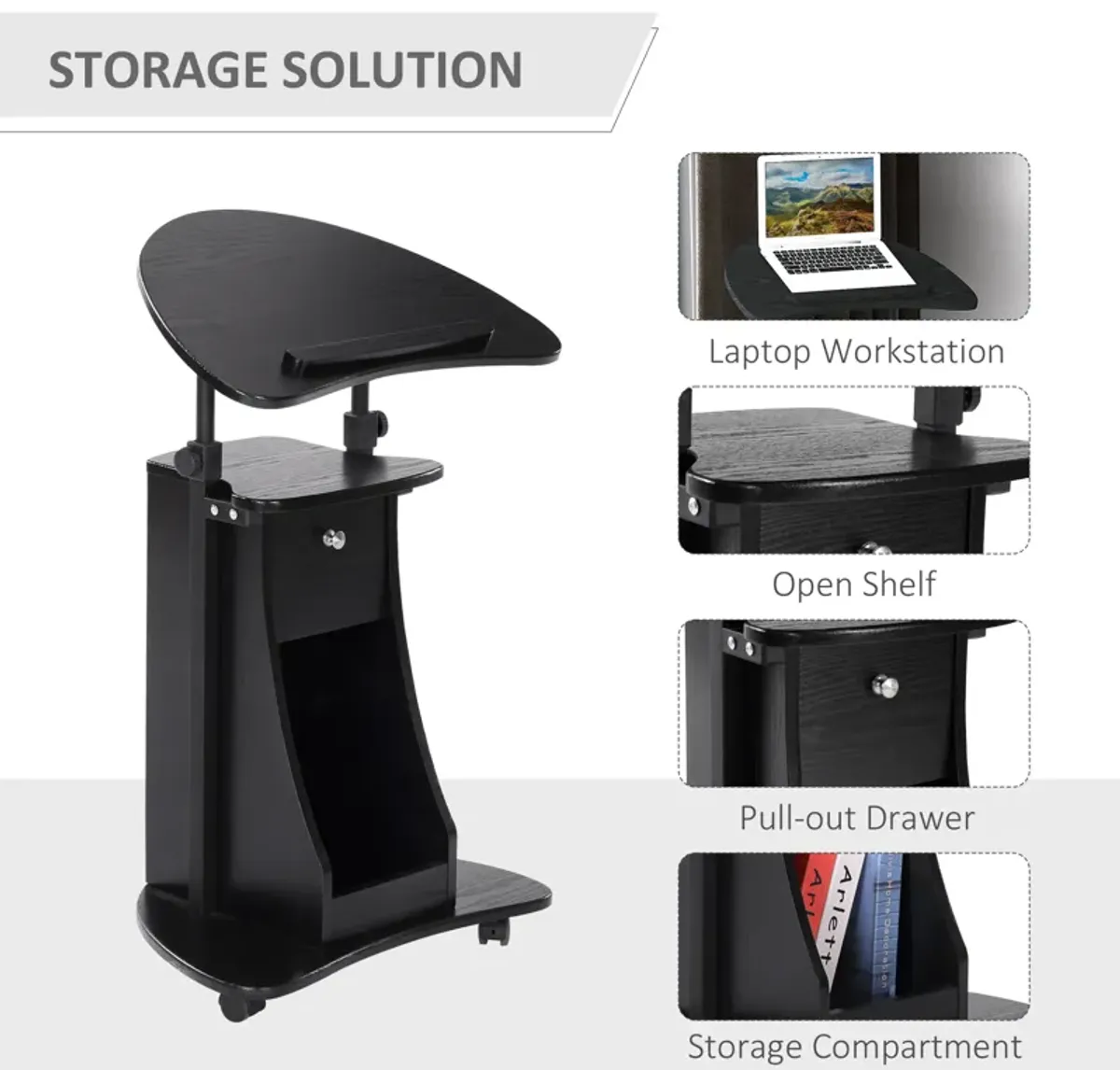 Adjustable Laptop Notebook Desk Computer PC Table Office Home Storage Natural