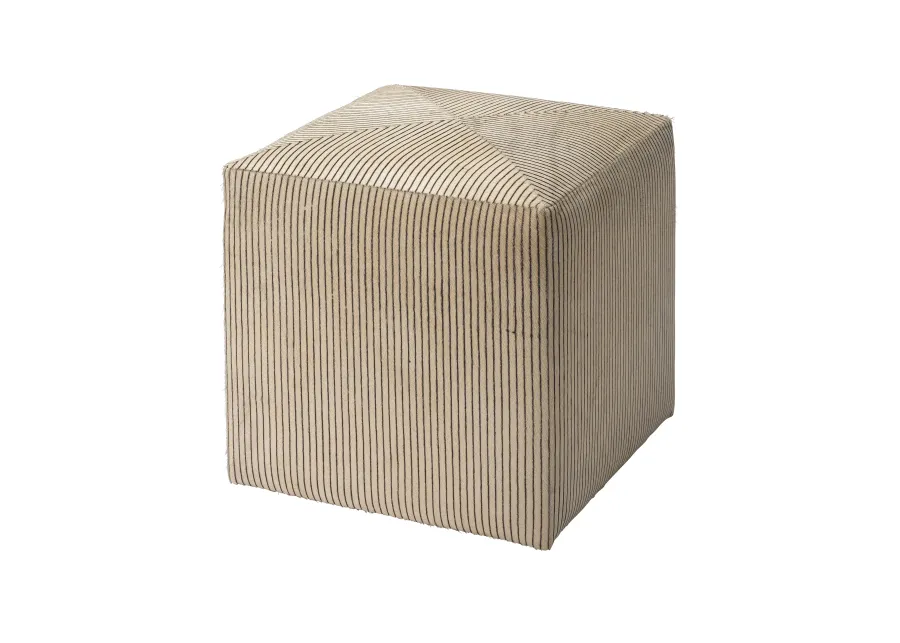 Pinstripe Hide Small Ottoman