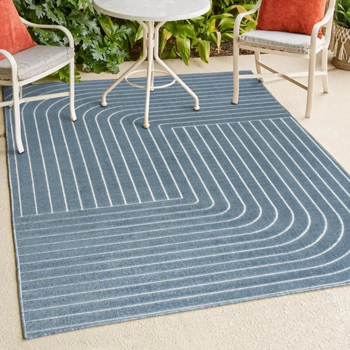 Odense High-Low Minimalist Angle Geometric Beige/Cream 4 ft. x 6 ft. Indoor/Outdoor Area Rug