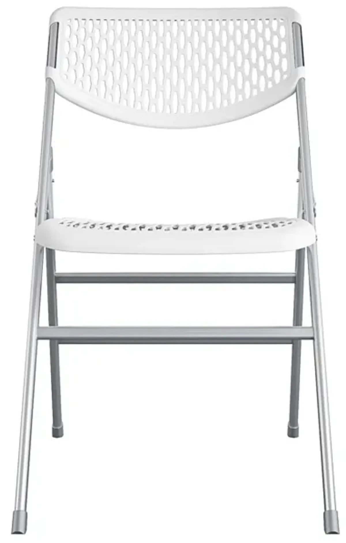 COSCO Commercial Plastic Mesh Folding Chairs, 4-Pack, White