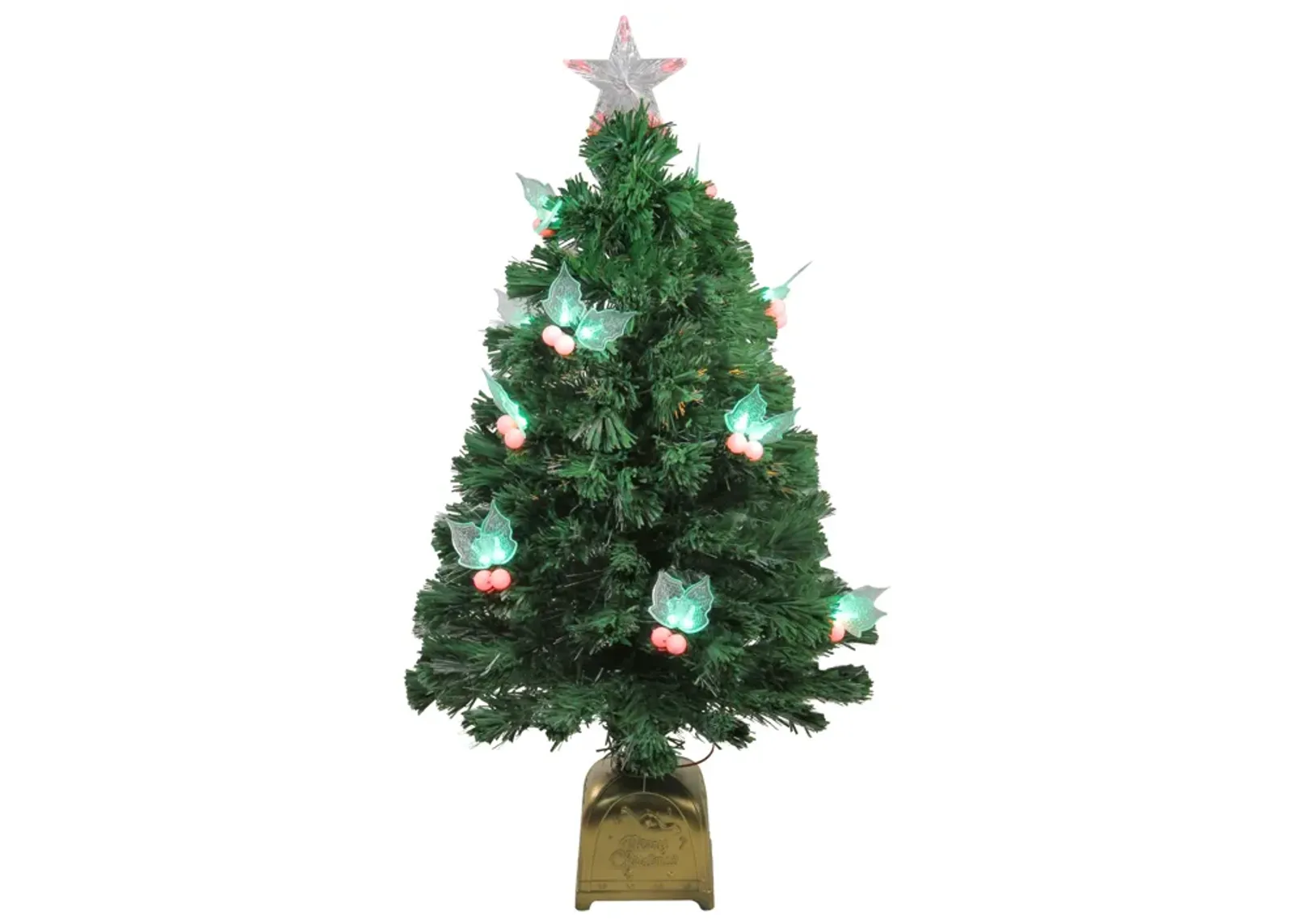 3' Pre-Lit Medium Profile Holly Berries Artificial Christmas Tree - Multi-Color LED Lights