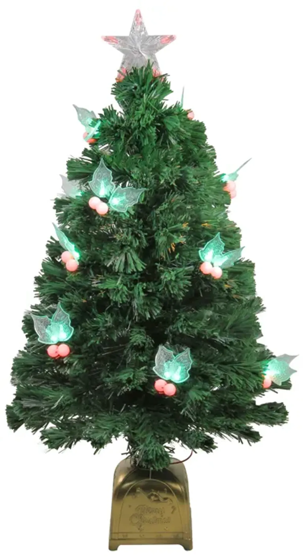 3' Pre-Lit Medium Profile Holly Berries Artificial Christmas Tree - Multi-Color LED Lights