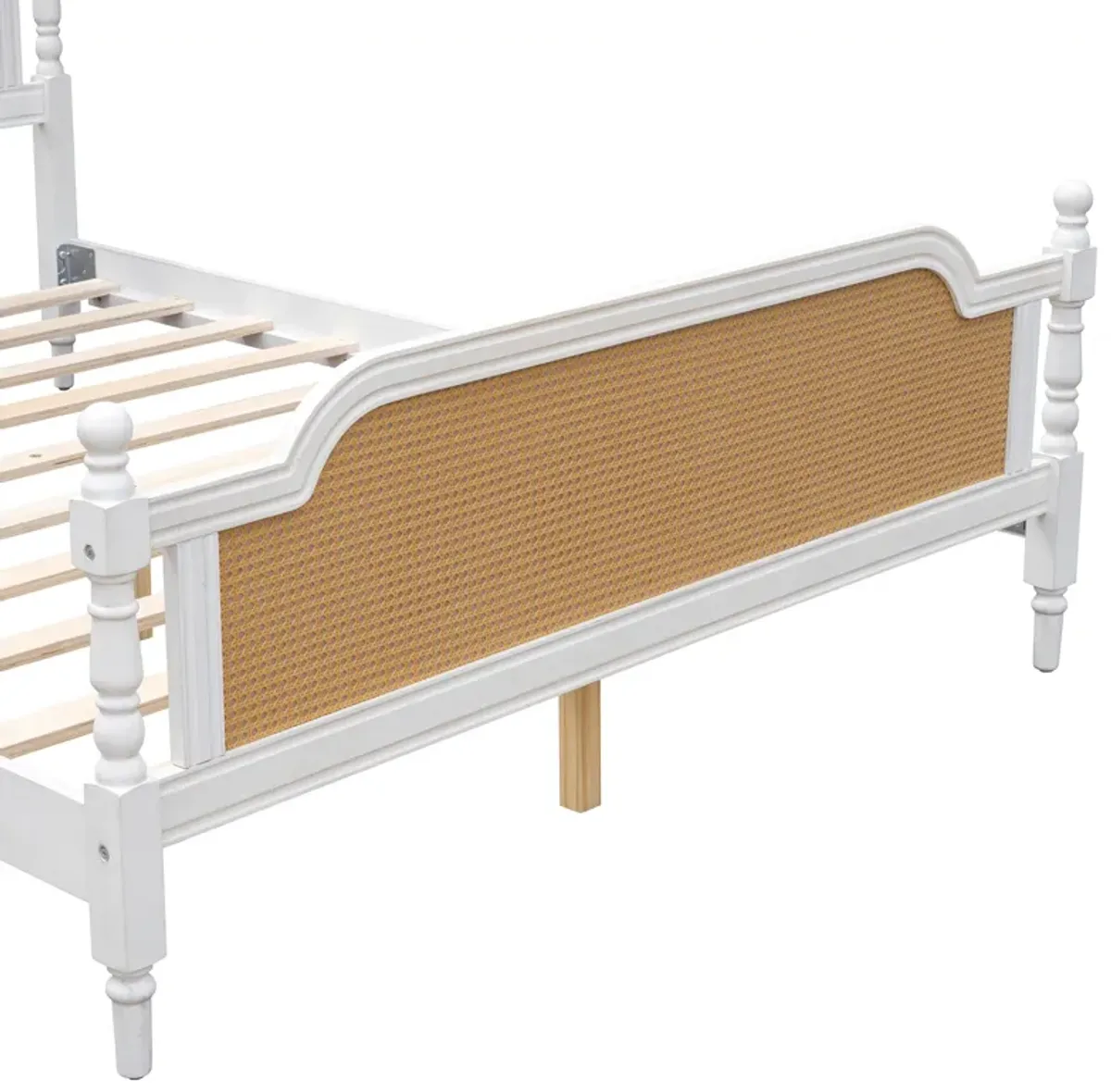 Merax Platform Bed Frame with Rattan Headboard