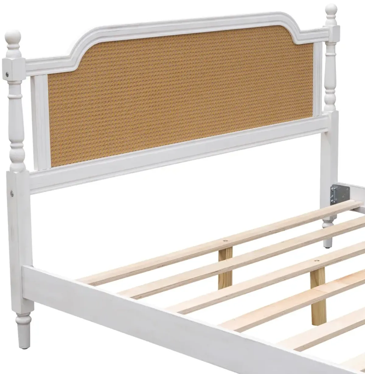 Merax Platform Bed Frame with Rattan Headboard