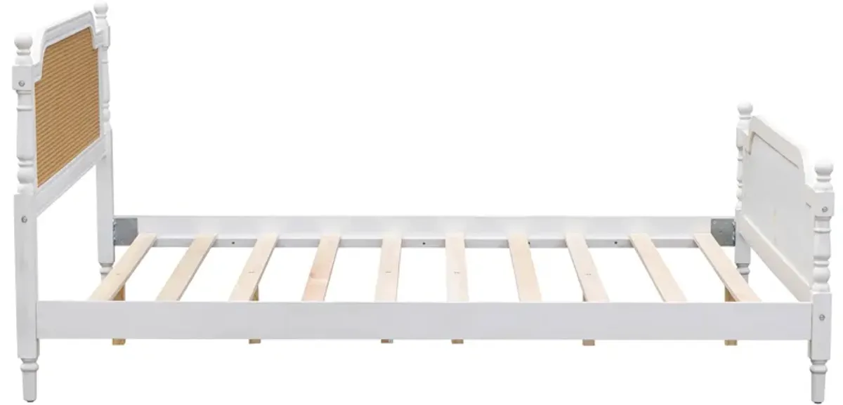 Merax Platform Bed Frame with Rattan Headboard