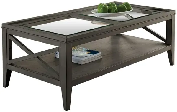 Coffee Table With Tapered Legs, Gray - Benzara