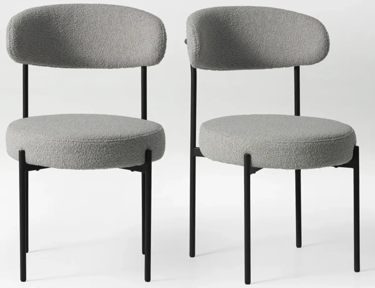 WestinTrends Mid-Century Modern Upholstered Sherpa Round Dining Chairs (Set of 2)