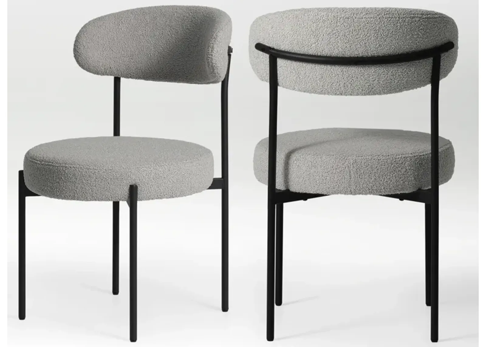 WestinTrends Mid-Century Modern Upholstered Sherpa Round Dining Chairs (Set of 2)