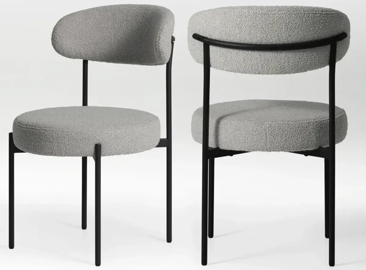 WestinTrends Mid-Century Modern Upholstered Sherpa Round Dining Chairs (Set of 2)