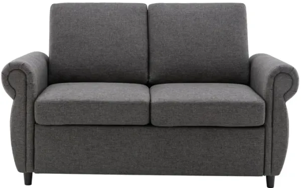 57.9" Orisfur Pull Out Sofa Bed  Loveseat Sleeper with Twin Size Memory Mattress with Two USB Ports for Living Room Spaces (Old SKU:WF305474AAE), Grey