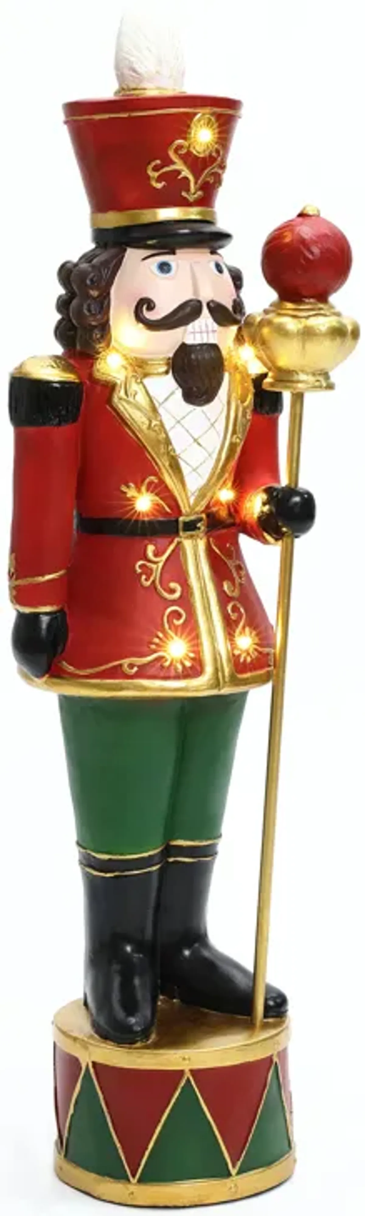 LuxenHome 3Ft Tall Traditional Nutcracker King in Red with Lights