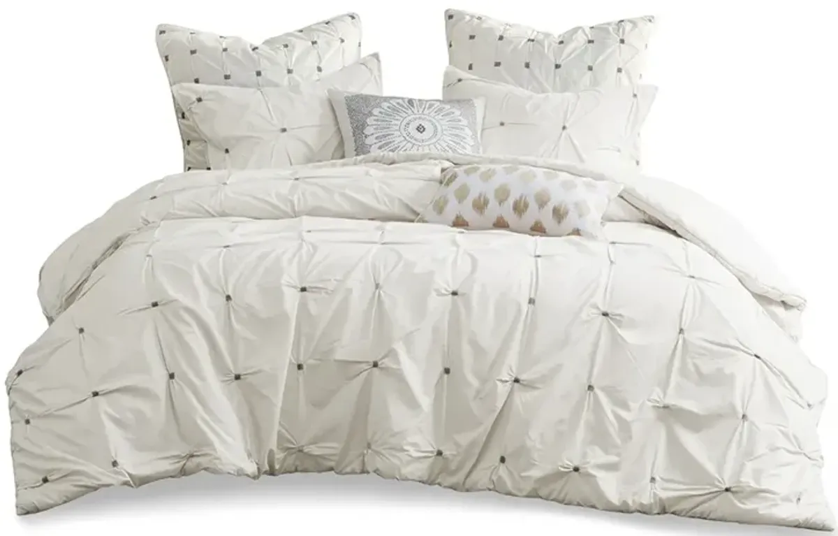 Gracie Mills Velez 3-Piece Modern Tufted-Inspired Cotton Comforter Set