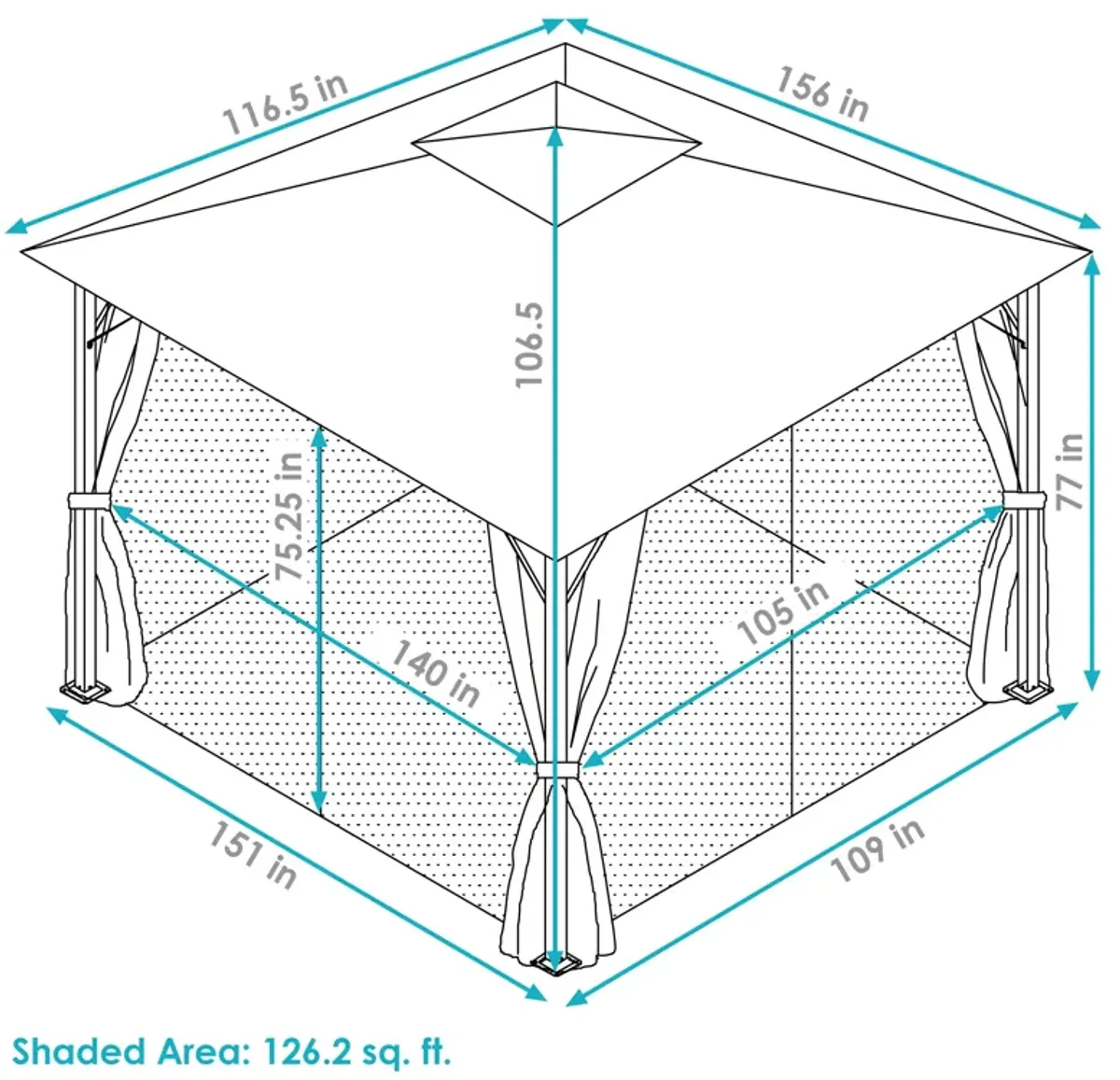 Sunnydaze 10 ft x 13 ft Soft Top Polyester Gazebo with Privacy Wall