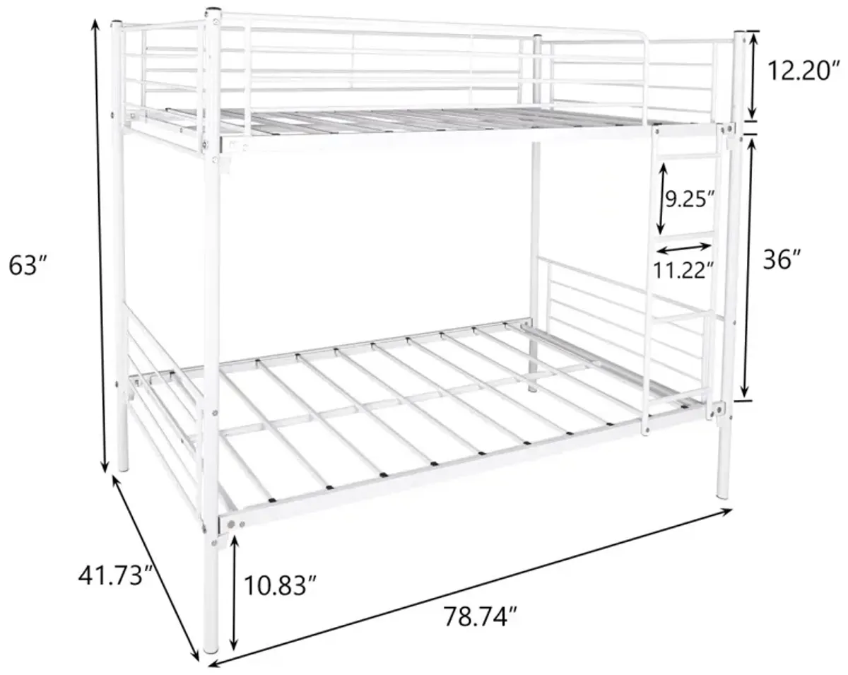 Twin-Over-Twin Bunk Bed With Metal Frame And Ladder, Space-Saving Design