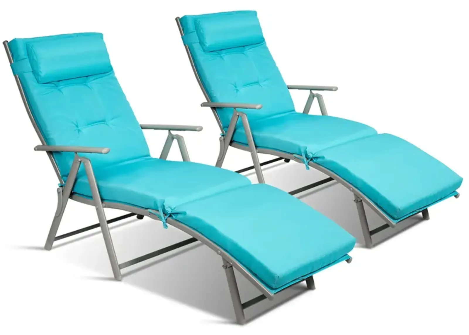 Adjustable Outdoor Lightweight Folding Chaise Lounge Chair with Pillow