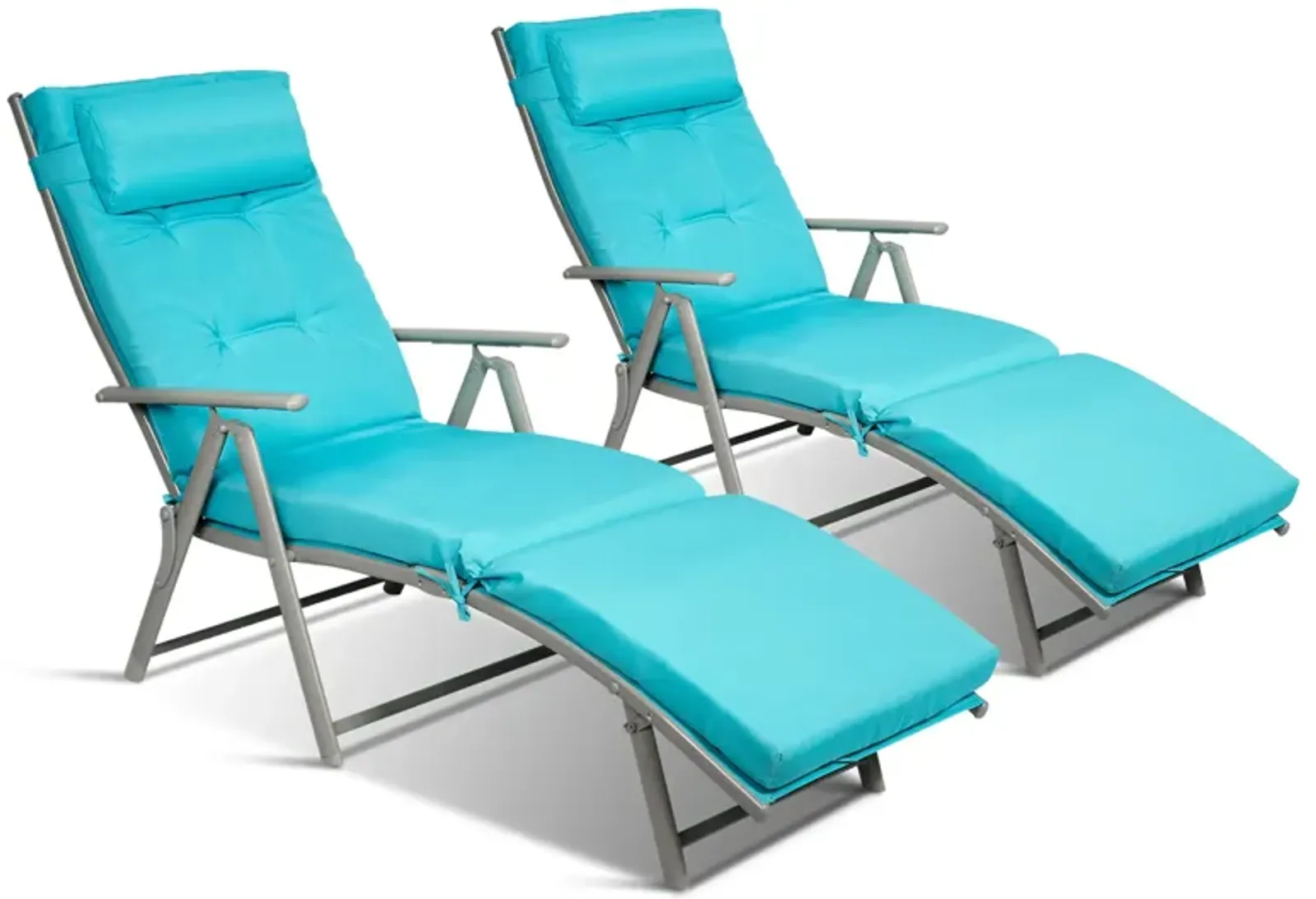 Adjustable Outdoor Lightweight Folding Chaise Lounge Chair with Pillow