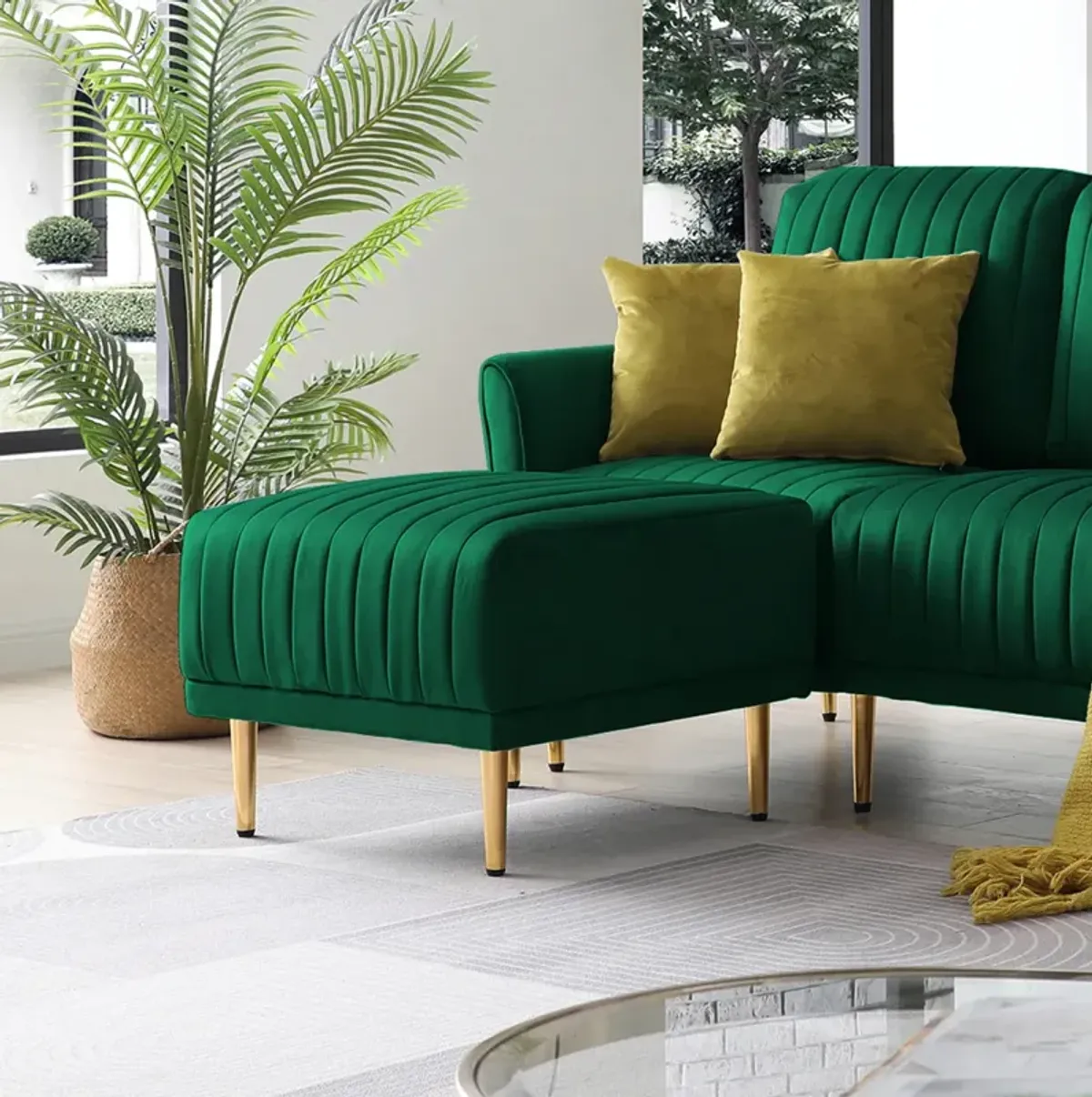 Ottoman Bench For Big Sofas Or Living Room Sofas Green Velvet