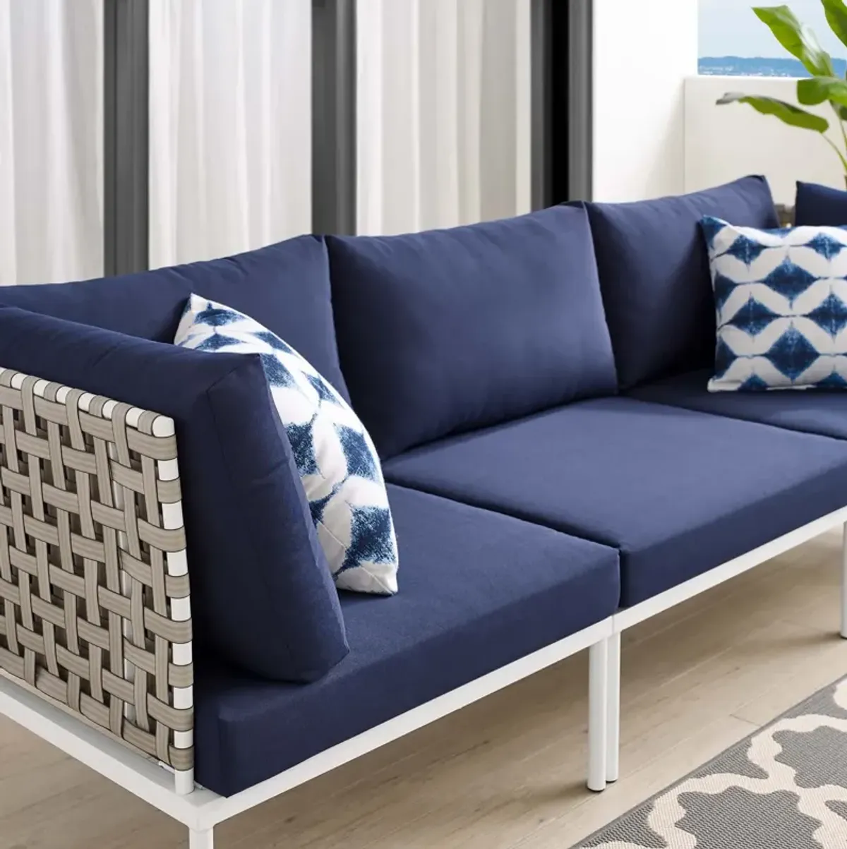 Modway - Harmony Sunbrella� Basket Weave Outdoor Patio Aluminum Sofa