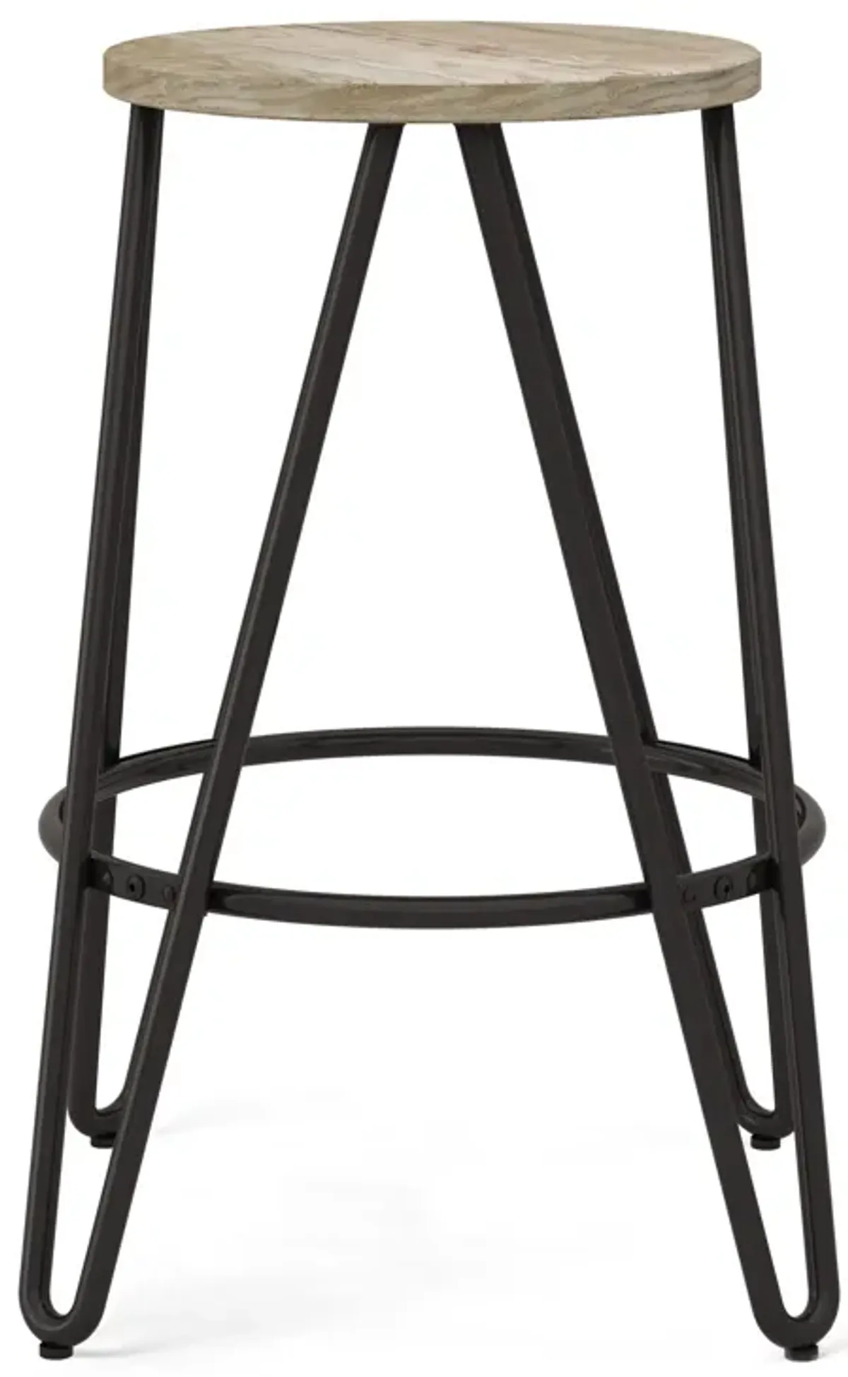 Simeon 24 inch Metal Counter Height Stool with Wood Seat in Natural / Black