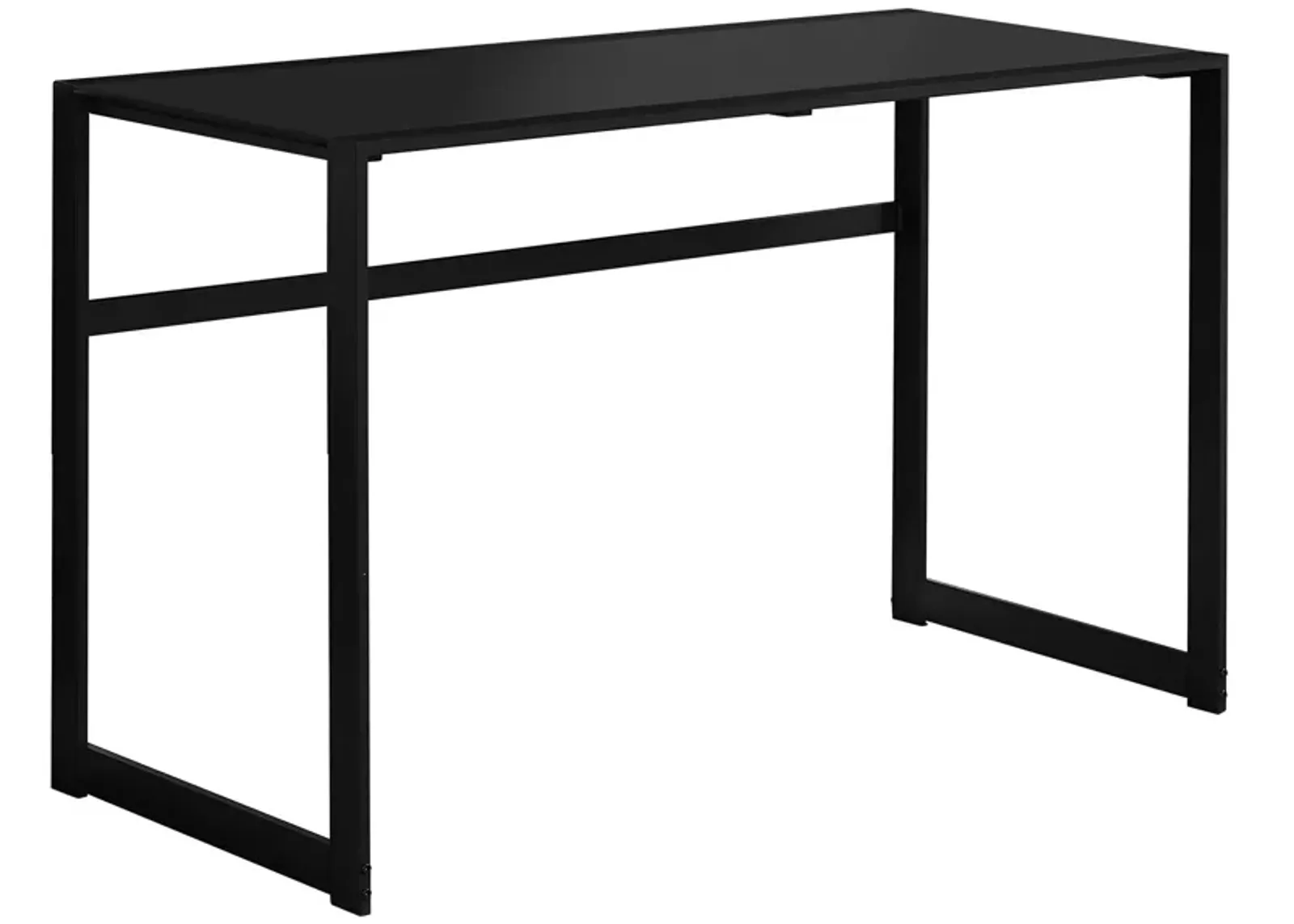 Computer Desk, Home Office, Laptop, 48"L, Work, Metal, Tempered Glass, Black, Contemporary, Modern