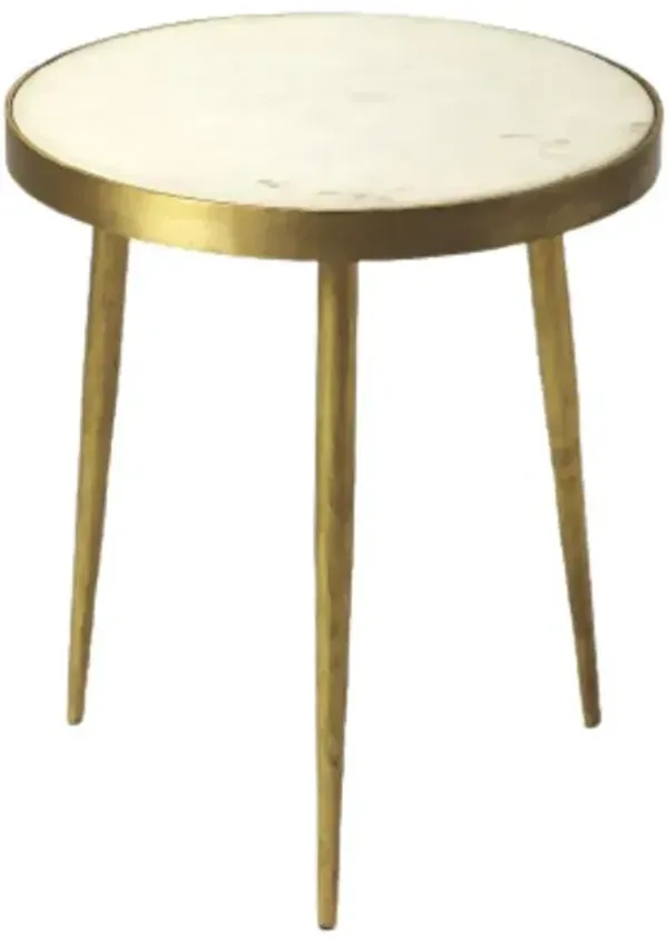 Marble Round End Table, Elegant Accent Table for Living Room or Bedroom