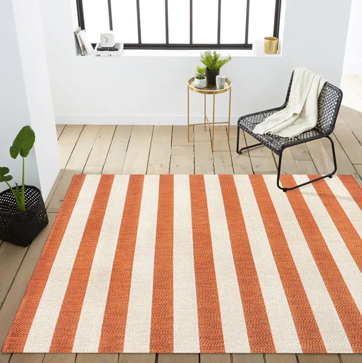 Negril Two Tone Wide Stripe Indoor/Outdoor Area Rug