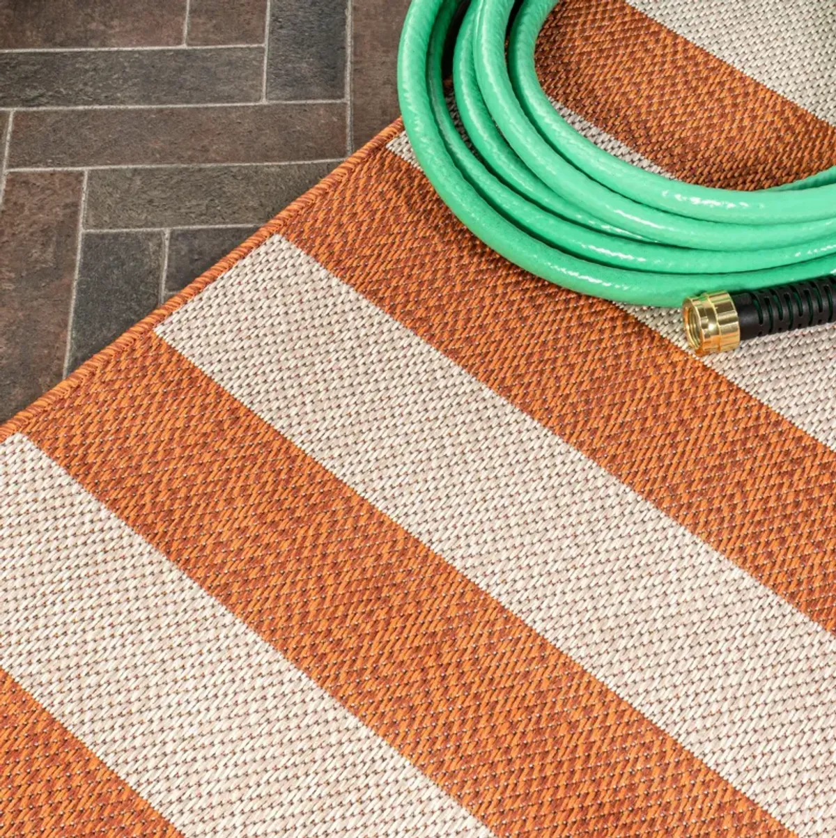 Negril Two Tone Wide Stripe Indoor/Outdoor Area Rug