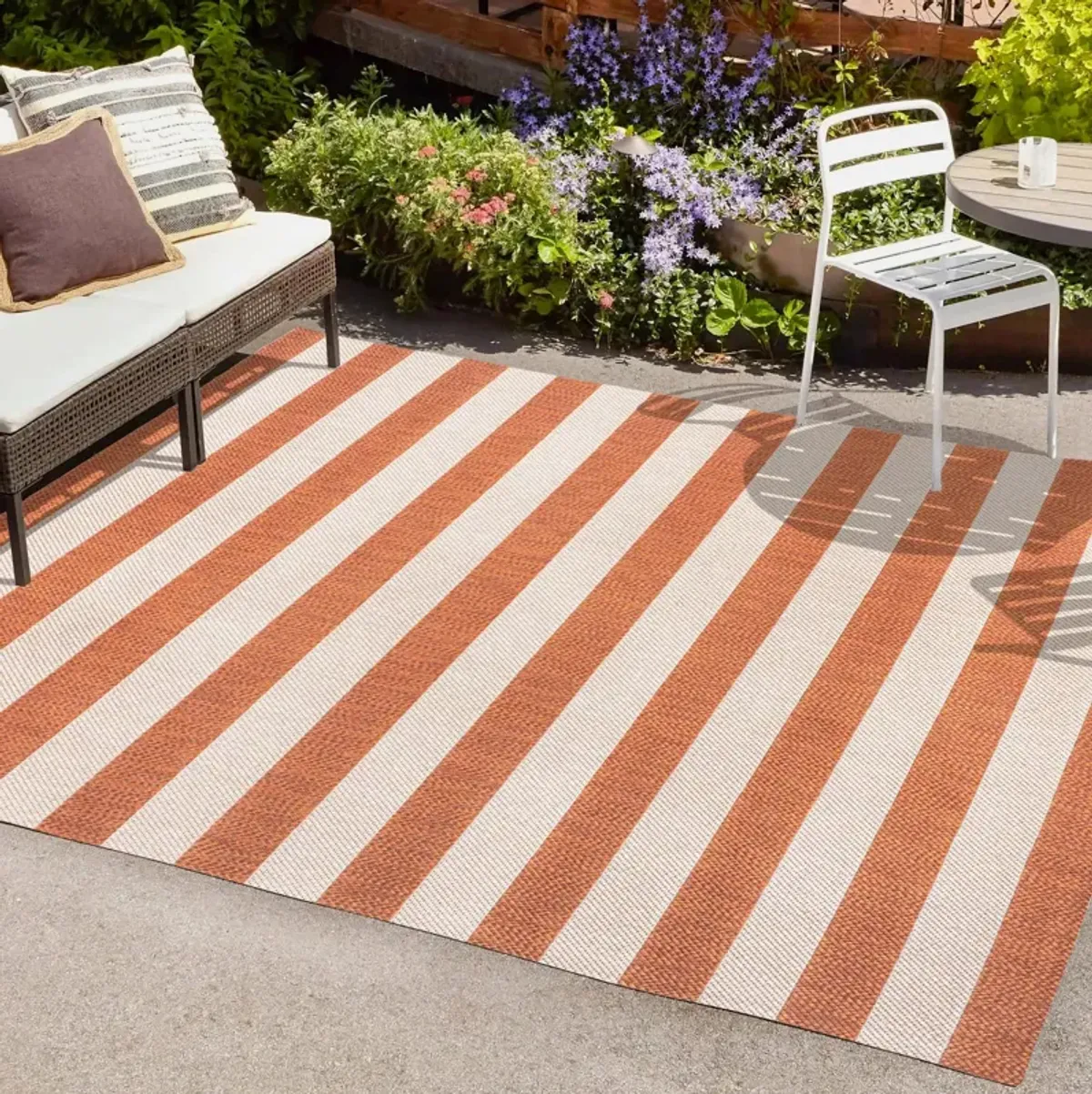 Negril Two Tone Wide Stripe Indoor/Outdoor Area Rug