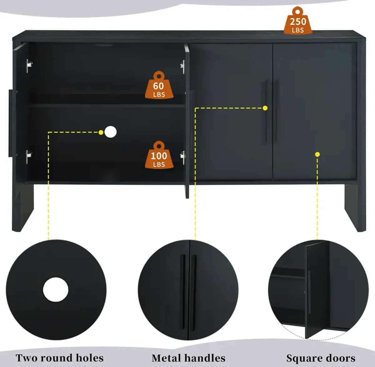 Merax Retro Sideboard Cabinet with Adjustable Shelves