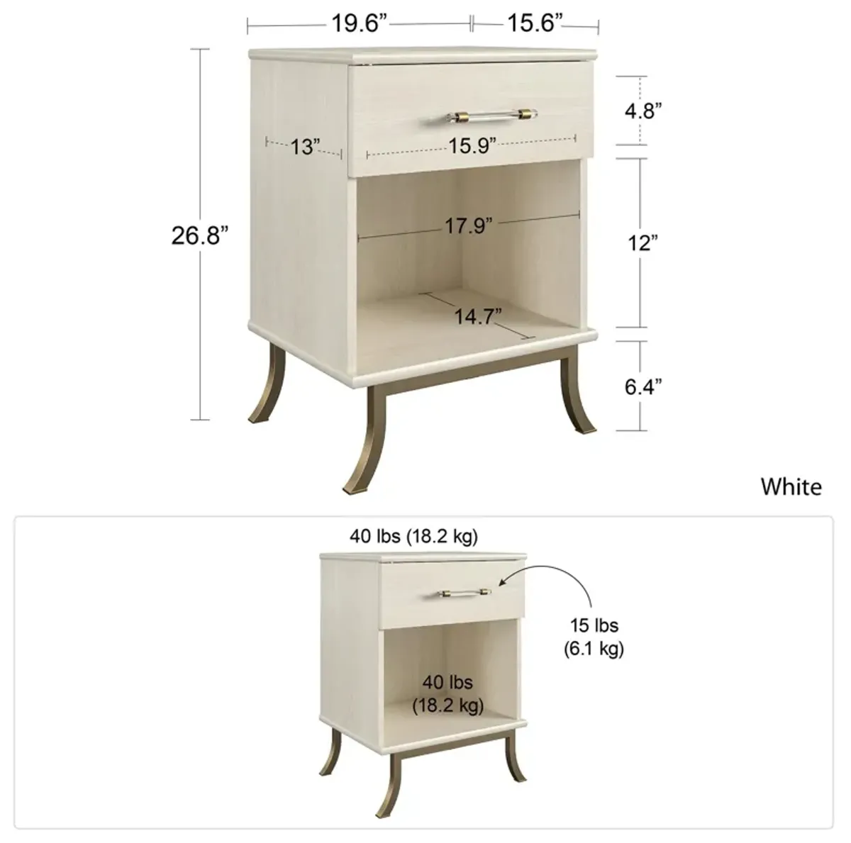 Little Seeds Monarch Hill Clementine Nightstand, Pale Dogwood