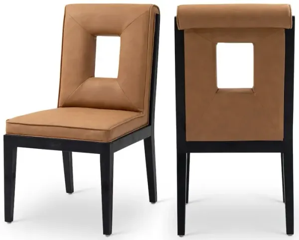 Meridian Furniture Gwendolyn Cognac Vegan Leather Dining Side Chair, Set of 2