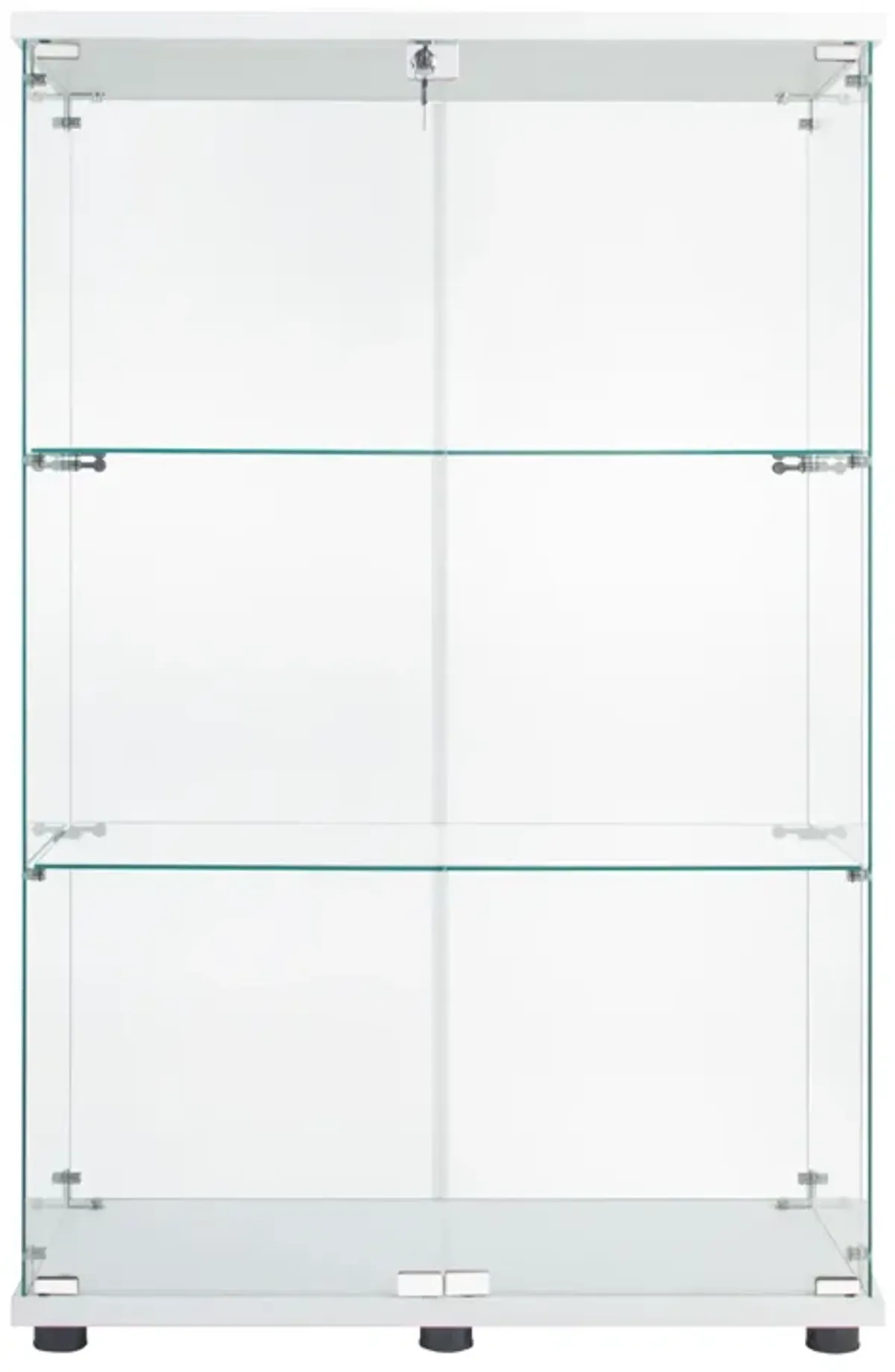 Streamdale Two Door Glass Cabinet Glass Display Cabinet With 3 Shelves, White